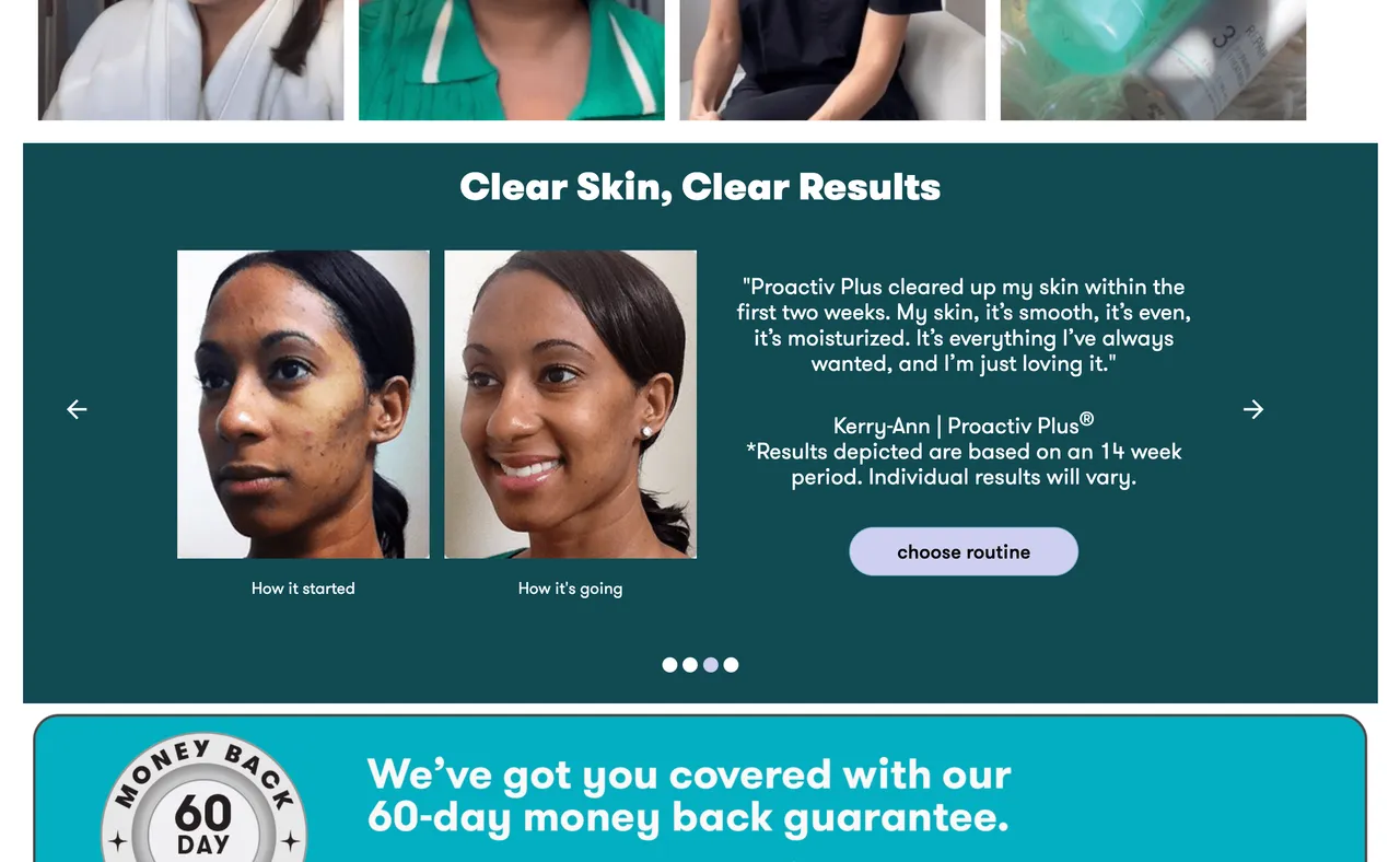 Brand example from Proactiv showcasing social proof