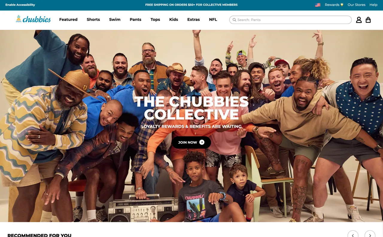 Brand example from Chubbies showcasing social proof