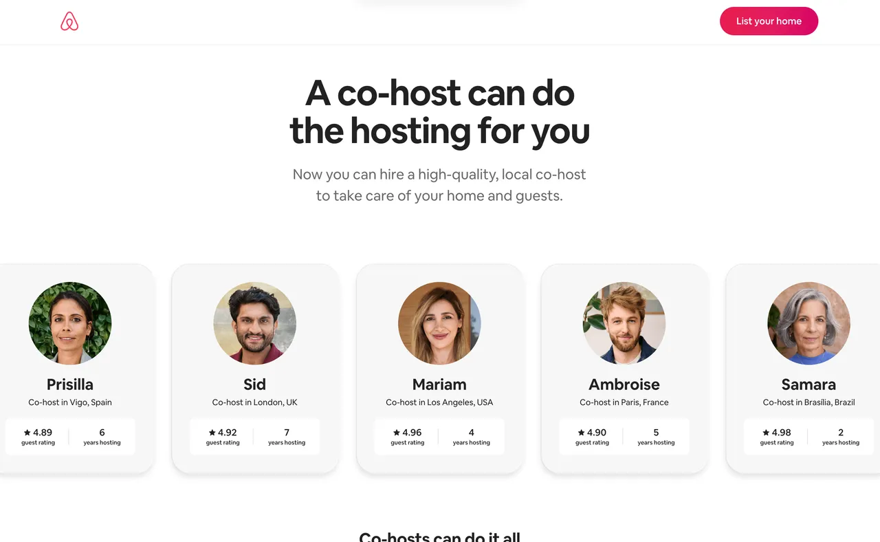 Brand example from Airbnb showcasing social proof