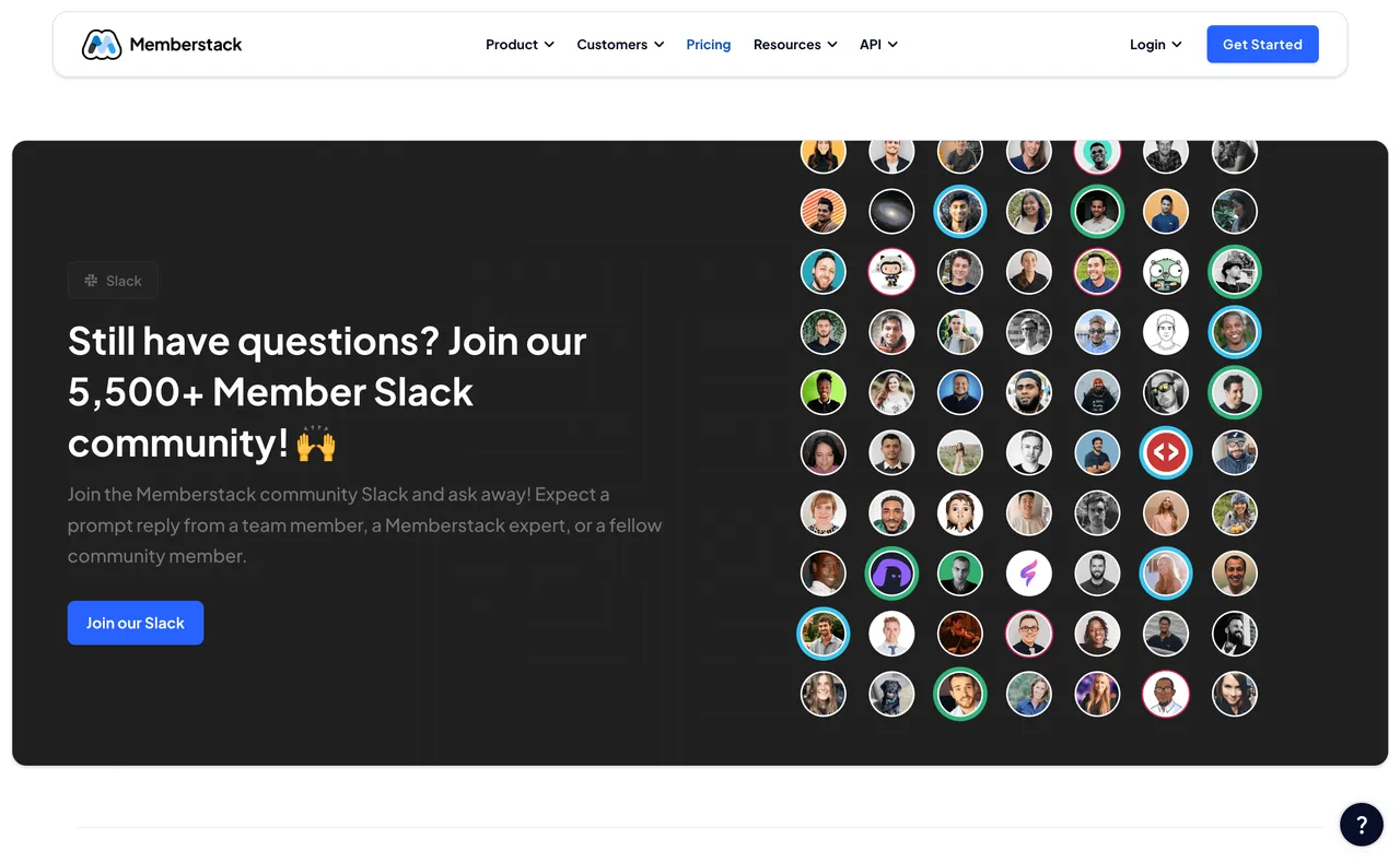 Brand example from Memberstack showcasing social proof