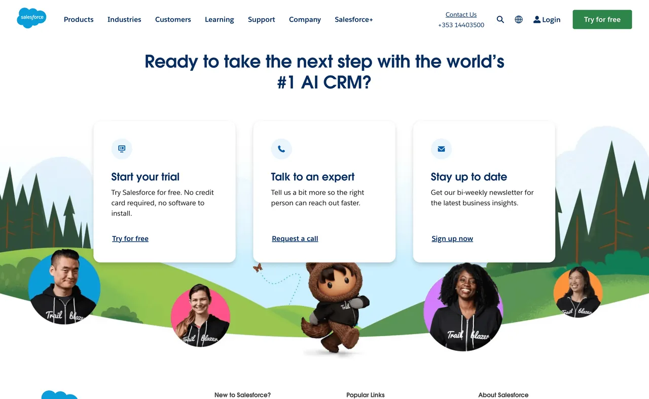 Brand example from Salesforce showcasing social proof