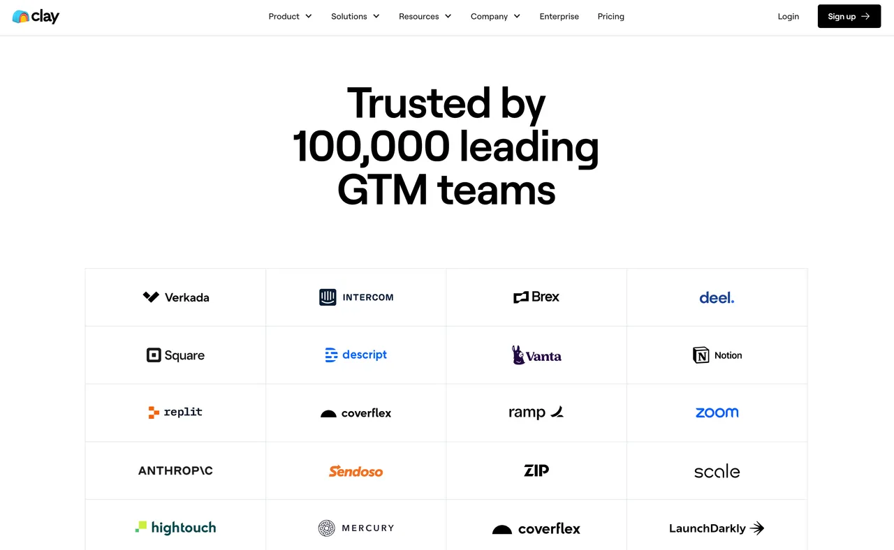 Brand example from Clay showcasing social proof