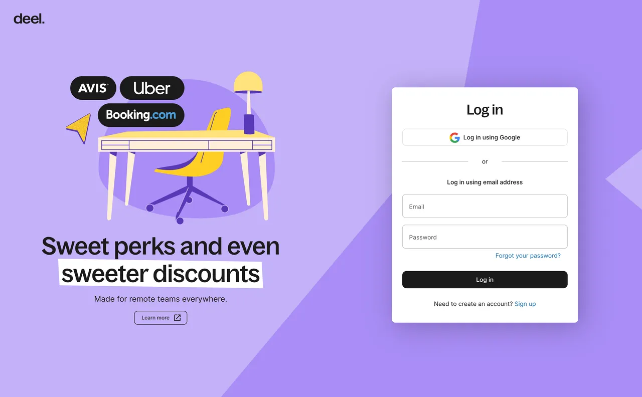 Brand example from Deel showcasing social proof