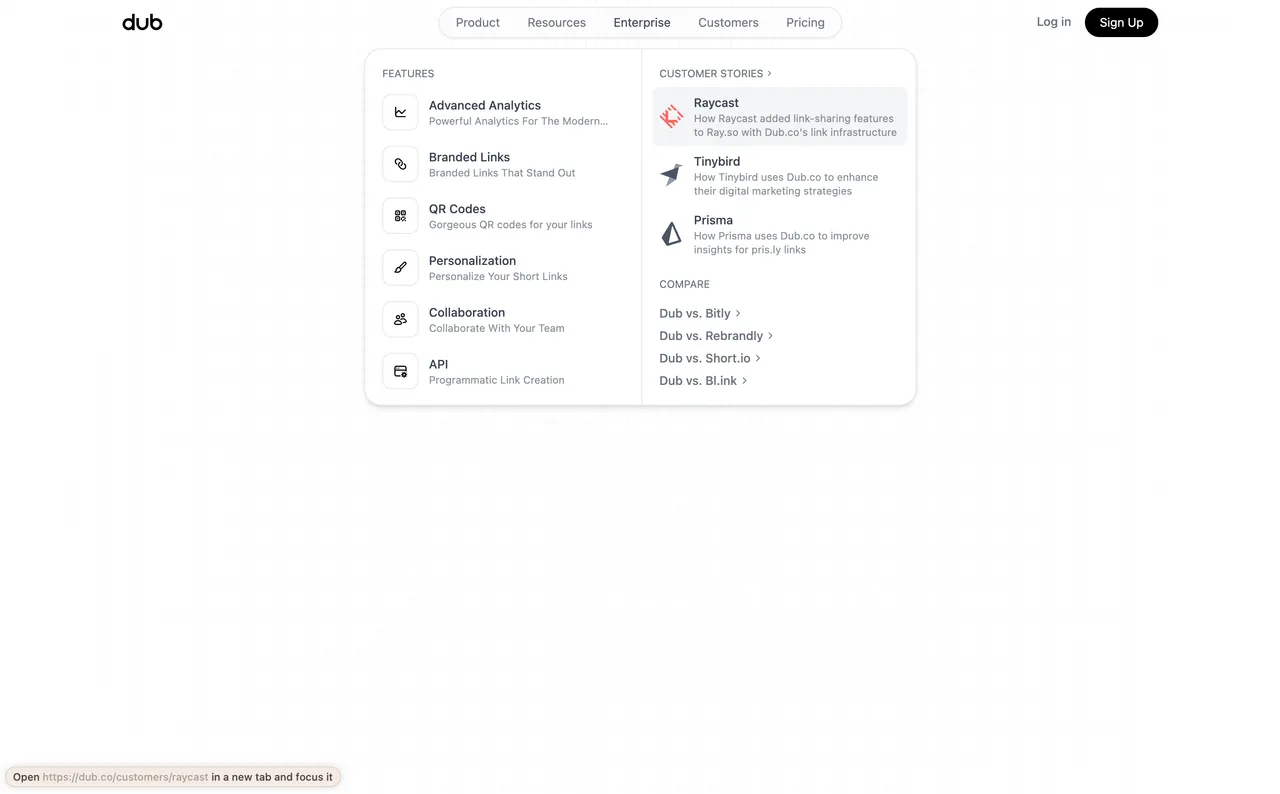 Brand example from Dub showcasing social proof