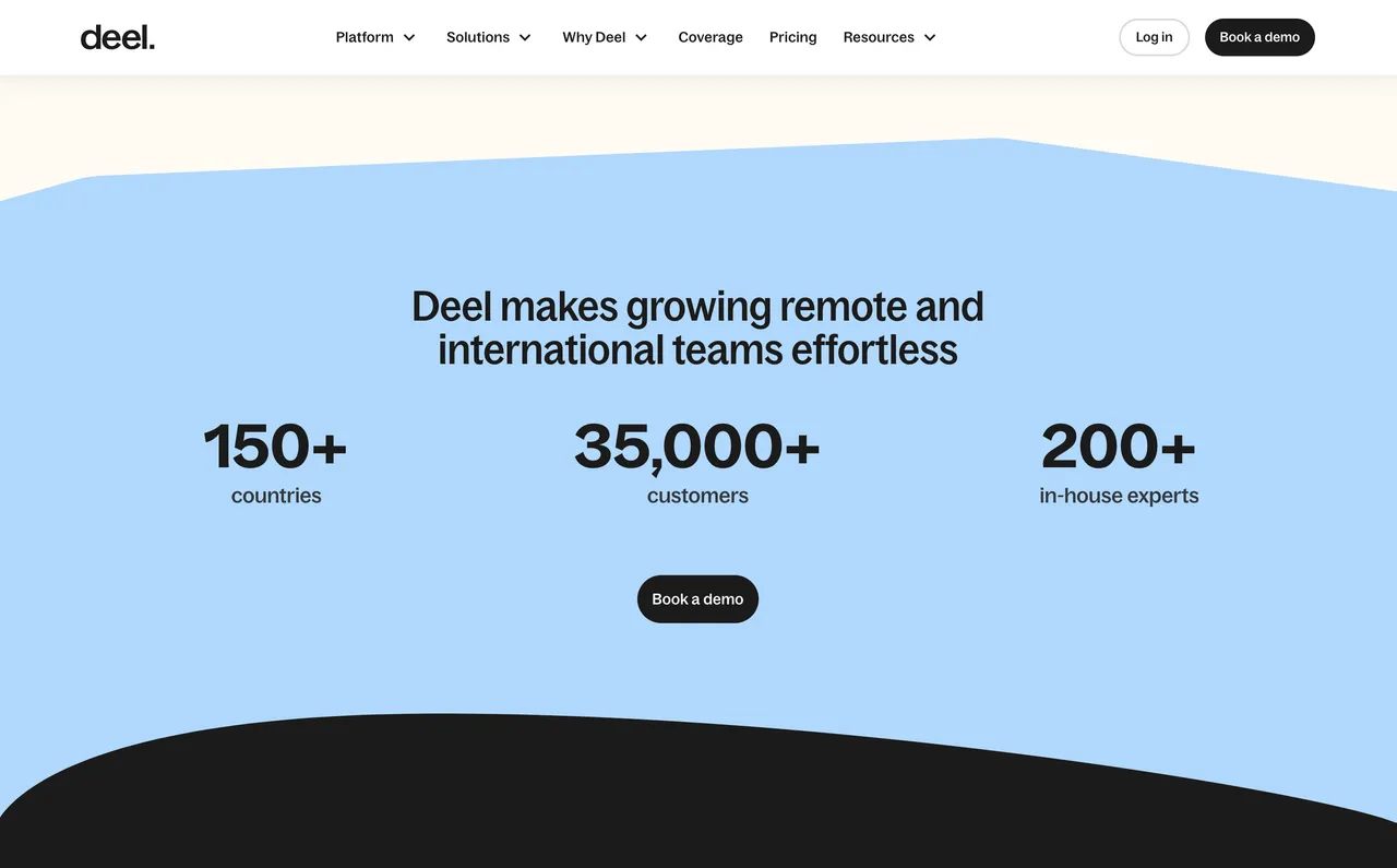 Brand example from Deel showcasing social proof