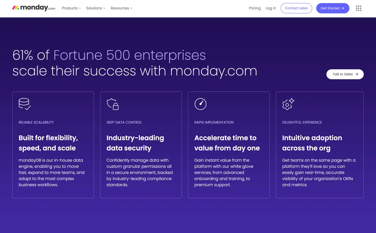 Brand example from Monday showcasing social proof