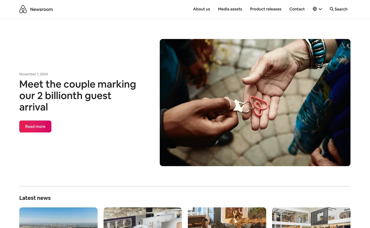 Brand example from Airbnb showcasing social proof