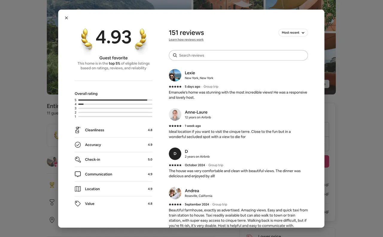 Brand example from Airbnb showcasing social proof
