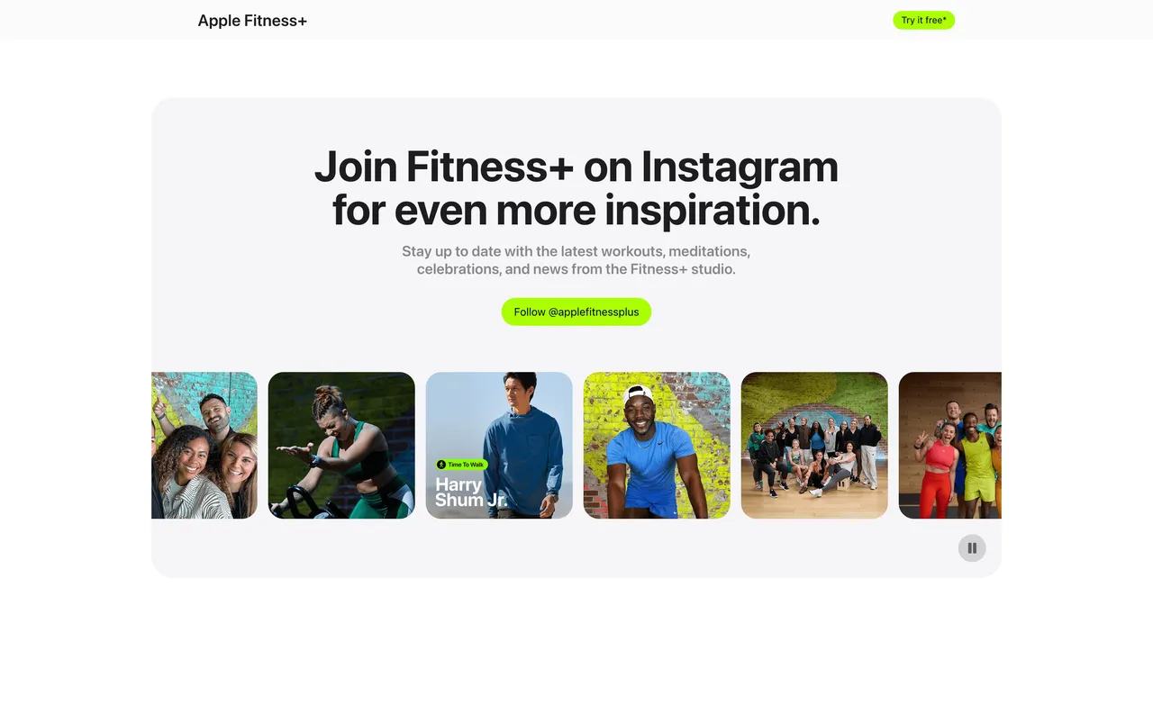 Brand example from Apple Fitness+ showcasing social proof