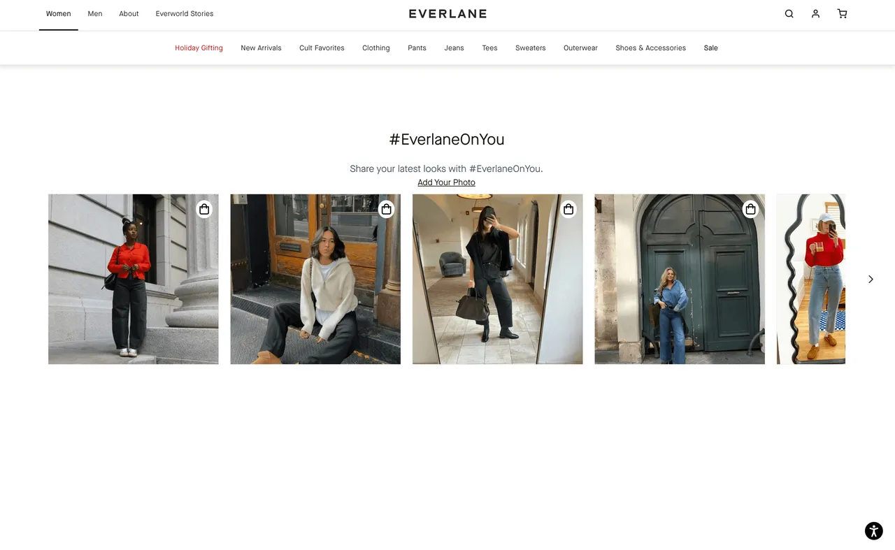Brand example from Everlane showcasing social proof