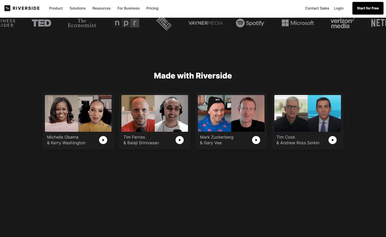 Brand example from Riverside showcasing social proof
