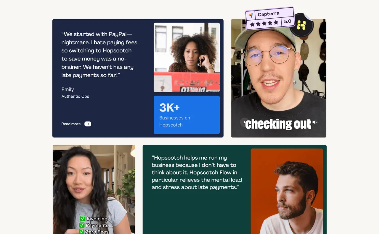 Brand example from Hopscotch showcasing social proof